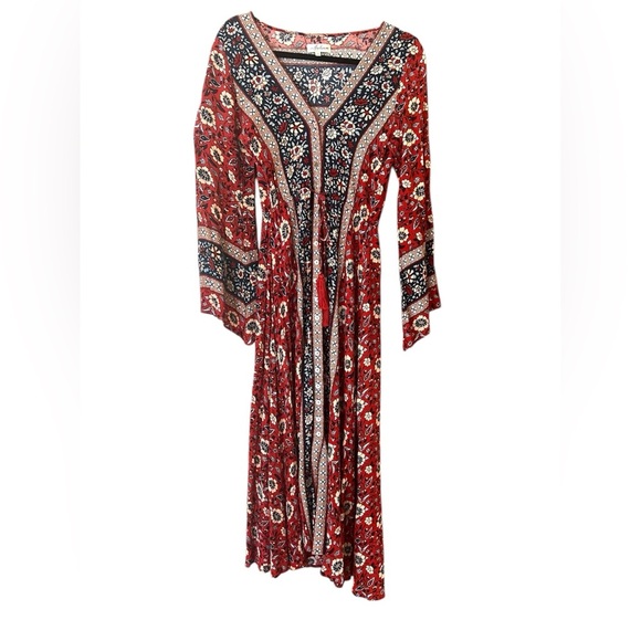 Arnhem Bohemian Red Floral Maxi Dress - Picture 1 of 8